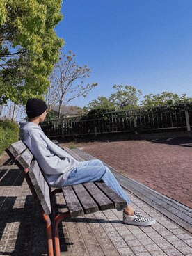 「いいね返し」｜「アイテム（スリッポン）」を使った、Kさん（メンズ・175cm）の春コーディネート