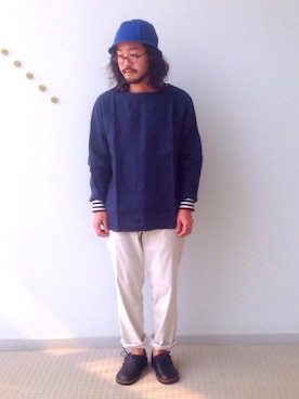 「OMNIGOD（オムニゴッド）のアイテム（帽子）」を使った、D_MALL名古屋ラシックさん（メンズ・165cm）の春コーディネート