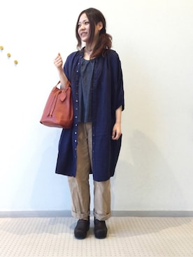 「ドミンゴ」｜「アイテム（シャツワンピース）」を使った、D_MALL名古屋ラシックさん（レディース・158cm）の春コーディネート