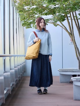 「MASTER&Co（マスターアンドコー）のアイテム（トートバッグ）」を使った、D_MALL名古屋ラシックさん（レディース・158cm）の夏コーディネート