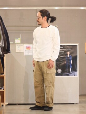 「OMNIGOD（オムニゴッド）のアイテム（スウェット）」を使った、D_MALL名古屋ラシックさん（メンズ・165cm）の秋コーディネート