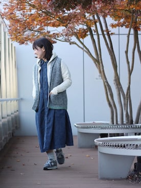 「OMNIGOD（オムニゴッド）のアイテム（シャツワンピース）」を使った、D_MALL名古屋ラシックさん（レディース・154cm）の冬コーディネート