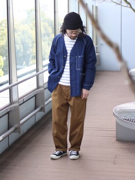 「ドミンゴ」｜「アイテム（ノーカラージャケット）」を使った、D_MALL名古屋ラシックさん（メンズ・165cm）の春コーディネート