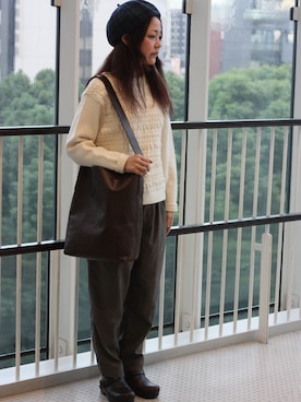 「ドミンゴ」｜「アイテム（帽子）」を使った、D_MALL名古屋ラシックさん（レディース・157cm）の秋コーディネート