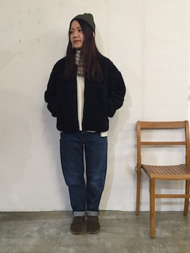 「D.M.G.（ドミンゴ）のアイテム（ジャケット/アウター）」を使った、D_MALL名古屋ラシックさん（レディース・157cm）の冬コーディネート