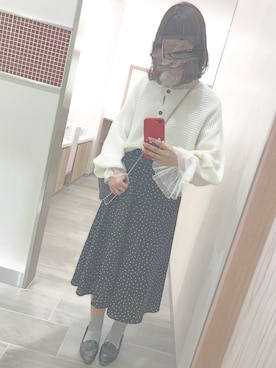 「ドットスカート」｜「アイテム（財布/小物）」を使った、𝕒𝕪𝕒𝕓𝕠 ~ *さん（レディース・164cm）の春コーディネート