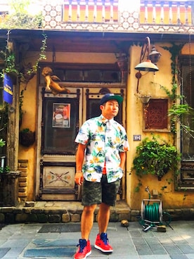 「BLACK SCALE（ブラックスケール）のアイテム（帽子）」を使った、けんたまんさん（メンズ・167cm）の夏コーディネート