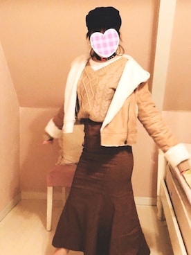 「Honeys（ハニーズ）のアイテム（キャスケット）」を使った、てんさん（レディース・159cm）の冬コーディネート