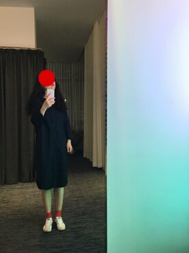 「MONKI（モンキ）のアイテム（シャツワンピース）」を使った、老蟹さん（レディース・168cm）の春コーディネート