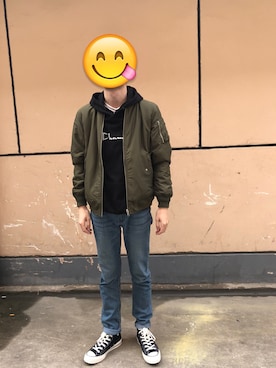 「Champion（チャンピオン）のアイテム（モッズコート）」を使った、TMACFLYさん（メンズ・175cm）の秋コーディネート