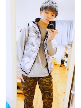 「AAPE BY A BATHING APE（エーエイプバイアベイシングエイプ）のアイテム（ジャケット/アウター）」を使った、Fishさん（メンズ・170cm）の秋コーディネート