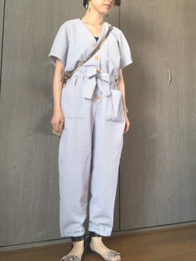 「ZARA（ザラ）のアイテム（サロペット/オーバーオール）」を使った、mitosaさん（レディース・154cm）の夏コーディネート