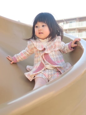 「ツイードジャケット」｜「アイテム（セットアップ）」を使った、nanaironmikoさん（キッズ・80cm）の春コーディネート