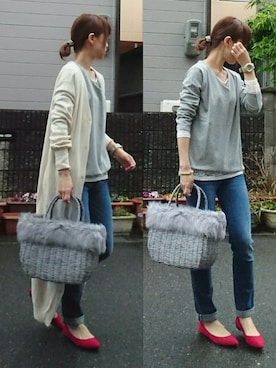 「赤い靴」｜「アイテム（アクセサリー）」を使った、マルルン♪ さん（レディース・159cm）の春コーディネート