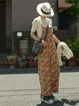 「ポーター」｜「アイテム（つなぎ/オールインワン）」を使った、マルルン♪ さん（レディース・159cm）の春コーディネート