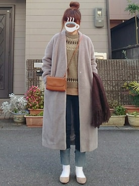 「Rouge vif（ルージュヴィフ）のアイテム（ムートンコート）」を使った、マルルン♪ さん（レディース・159cm）の冬コーディネート