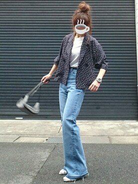 「ヤヌーク」｜「アイテム（アナログ腕時計）」を使った、マルルン♪ さん（レディース・159cm）の春コーディネート