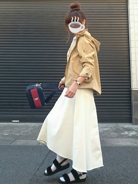 「ヤヌーク」｜「アイテム（マウンテンパーカー）」を使った、マルルン♪ さん（レディース・159cm）の春コーディネート