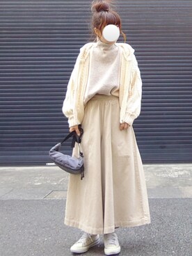 「Chaco closet（チャコ クローゼット）のリラクシングAラインフレアワイドパンツ（その他パンツ）」を使った、マルルン♪ さん（レディース・159cm）の秋コーディネート