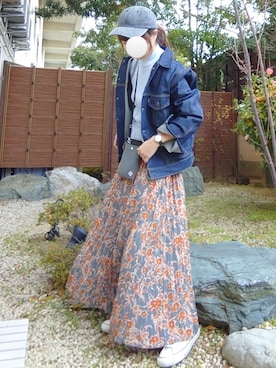 「La-gemme（ラジェム）のプリーツロングスカート（スカート）」を使った、マルルン♪ さん（レディース・159cm）の冬コーディネート