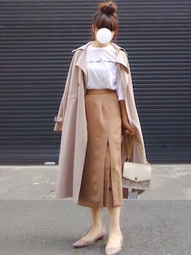 「スリット」｜「アイテム（トレンチコート）」を使った、マルルン♪ さん（レディース・159cm）の春コーディネート