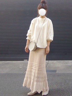 「NEUNA（ヌナ）のウエストゴムシアーニットロングスカート（スカート）」を使った、マルルン♪ さん（レディース・159cm）の春コーディネート
