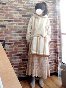 「reca（レカ）のアイテム（パーカー）」を使った、マルルン♪ さん（レディース・159cm）の春コーディネート