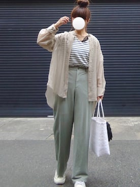 「アイテム（かごバッグ、ホワイト系）」を使った、マルルン♪ さん（レディース・159cm）の春コーディネート