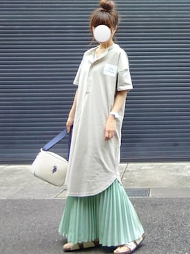 「La-gemme（ラジェム）のプリーツロングスカート（スカート）」を使った、マルルン♪ さん（レディース・159cm）の春コーディネート