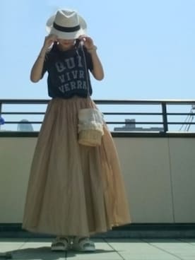 「reca（レカ）のアイテム（帽子）」を使った、マルルン♪ さん（レディース・159cm）の夏コーディネート