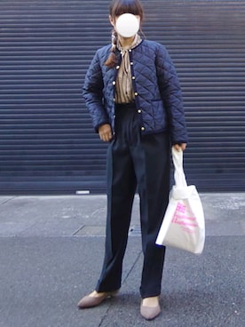 「Traditional Weatherwear（トラディショナルウェザーウェア）のMARCHE BAG MINI（トートバッグ）」を使った、マルルン♪ さん（レディース・159cm）の秋コーディネート