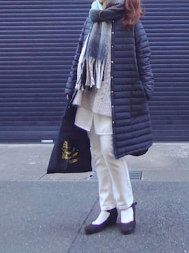 「Traditional Weatherwear（トラディショナルウェザーウェア）のMARCHE BAG MINI（トートバッグ）」を使った、マルルン♪ さん（レディース・159cm）の冬コーディネート