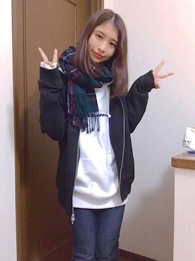 「INHERIT（インヘリット）のアイテム」を使った、ももりん♡さん（レディース・160cm）の冬コーディネート