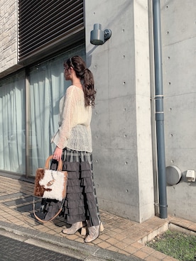 「RIN（リン）のアイテム（アクセサリー）」を使った、林田　沙綾さん（レディース・162cm）の秋コーディネート