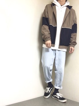 「SENSE OF PLACE by URBAN RESEARCH（センスオブプレイスバイアーバンリサーチ）のアイテム（ナイロンジャケット）」を使った、まるたさん（メンズ・173cm）の春コーディネート