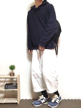 「MERLOT（メルロー）のワイドシルエット切替コクーンパンツ2966（その他パンツ）」を使った、まるたさん（メンズ・173cm）の夏コーディネート