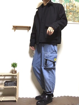 「DISCOAT（ディスコート）のアイテム（ブルゾン）」を使った、まるたさん（メンズ・173cm）の冬コーディネート