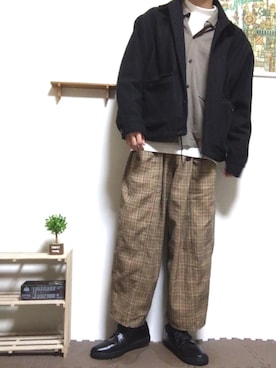 「DISCOAT（ディスコート）のアイテム（ブルゾン）」を使った、まるたさん（メンズ・173cm）の冬コーディネート