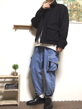 「DISCOAT（ディスコート）のアイテム（ブルゾン）」を使った、まるたさん（メンズ・173cm）の冬コーディネート