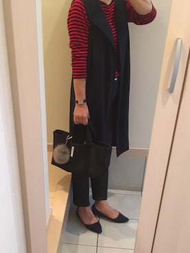 「Drawer（ドゥロワー）のアイテム（トップス）」を使った、りまりまさん（レディース・155cm）の秋コーディネート