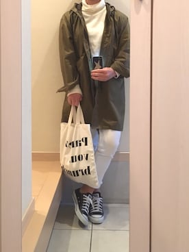 「FOREVER 21」｜「アイテム（モッズコート）」を使った、りまりまさん（レディース・155cm）の秋コーディネート