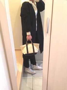 「アイテム（ダウンベスト、ホワイト系）」を使った、りまりまさん（レディース・155cm）の冬コーディネート