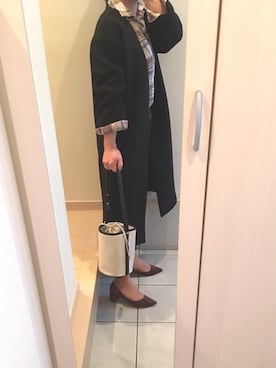 「リネンシャツ」｜「アイテム（その他アウター）」を使った、りまりまさん（レディース・155cm）の春コーディネート