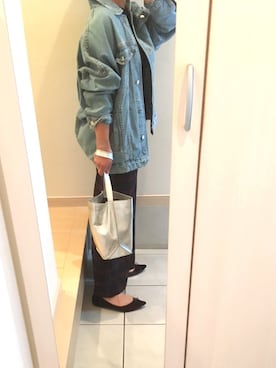 「UNIQLO（ユニクロ）のスーピマコットンリブクルーネックT（半袖）（Tシャツ/カットソー）」を使った、りまりまさん（レディース・155cm）の秋コーディネート