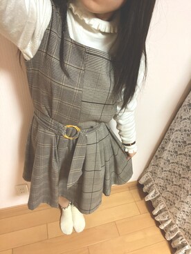 「dazzlin（ダズリン）のアイテム（ジャンパースカート）」を使った、milkさん（レディース・151cm）の冬コーディネート