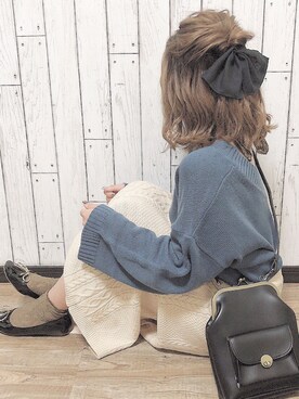 「ブルー x ホワイト」｜「アイテム（バレエシューズ）」を使った、fuuさん（レディース・148cm）の秋コーディネート