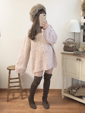 「Another Edition（アナザーエディション）のアイテム（帽子）」を使った、fuuさん（レディース・149cm）の冬コーディネート