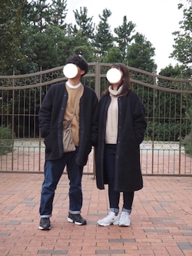「ディズニー」｜「アイテム（その他アウター）」を使った、ねねにし¨̮✩さん（メンズ・175cm）の冬コーディネート