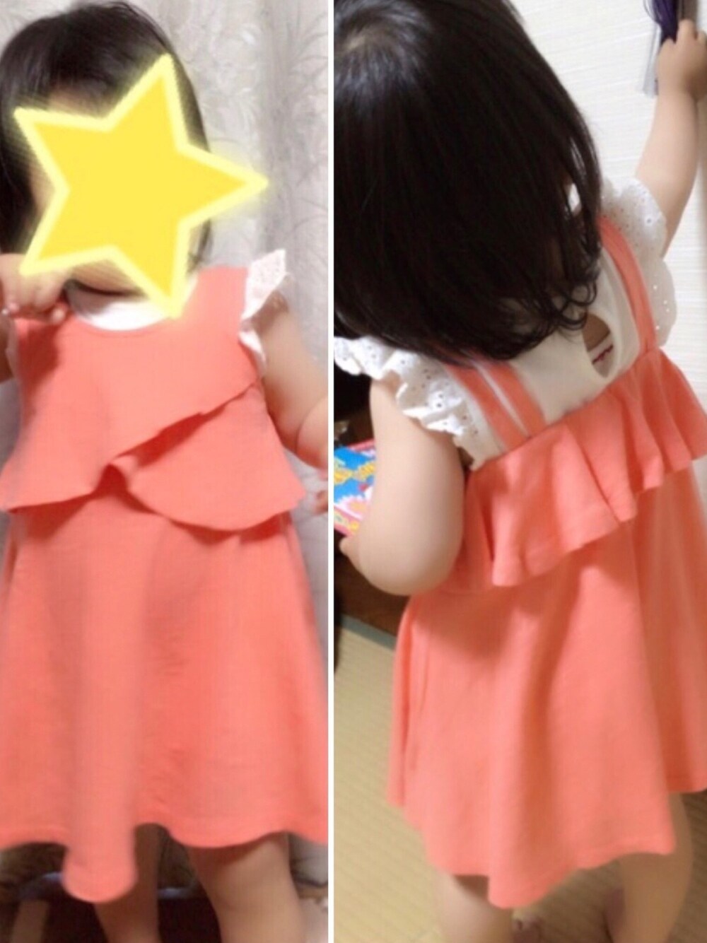 「1歳、おんなのこ、夏コーデ、ワンピース、オールドネイビー、連投すみません、記録用」｜「OLD NAVYのアイテム（ワンピース、オレンジ系）」を使った、minaton☺︎Kidsさん（キッズ・80cm）の夏コーディネートの1枚目の写真