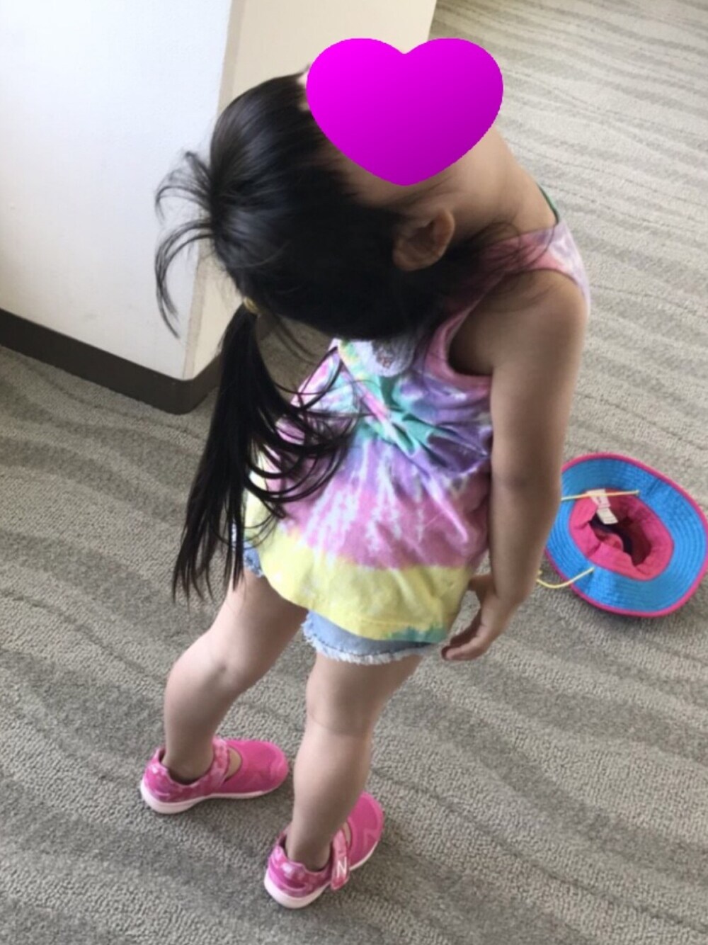 「3歳、おんなのこ、夏コーデ、記録用、連投すみません、旅行、タイダイ柄、ワンピース」｜「西松屋のアイテム（ワンピース、その他）」を使った、minaton☺︎Kidsさん（キッズ・100cm）の夏コーディネートの1枚目の写真